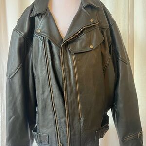 Unik Black Leather Bomber Jacket